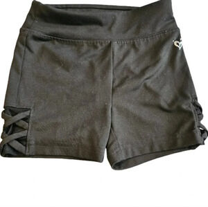 Justice Girls Black Compression Shorts with Lace vented sides